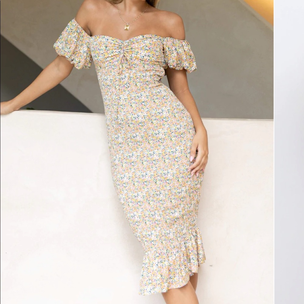 Petal & Pup Floral Off-Shoulder Midi Dress